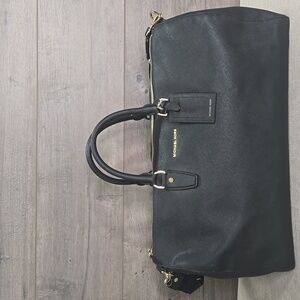 Michael Kors Black Saffiano Leather Duffel Travel Bag